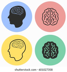 Brain vector icons set. Illustration isolated for graphic and web design.