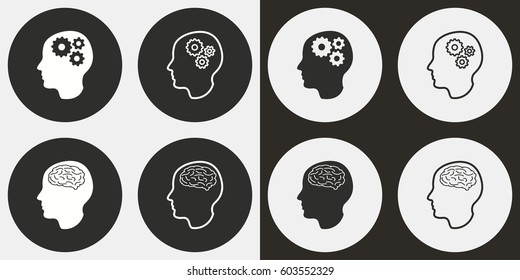 Brain vector icons set. Illustration isolated for graphic and web design.