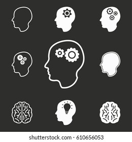 Brain vector icons set. Illustration isolated for graphic and web design.