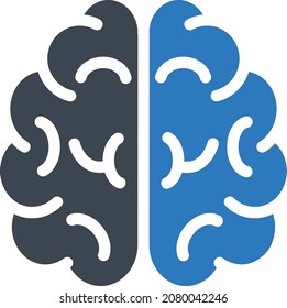 ilustración del vector cerebral aislada en un fondo transparente. iconos vectoriales de glifo para el concepto o gráficos web.