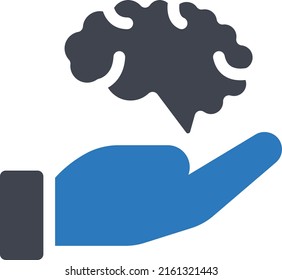 ilustración del vector cerebral en un fondo transparente. Símbolos de calidad superior. Iconos vectoriales de glifos para diseño de conceptos y gráficos.