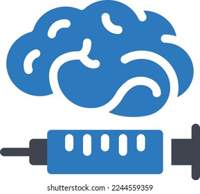 ilustración del vector cerebral en un fondo transparente. Símbolos de calidad superior. Iconos vectoriales de glifos para diseño de conceptos y gráficos.