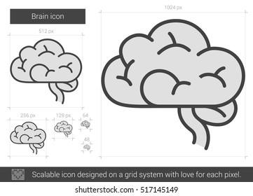 Brain vector line icon isolated on white background. Brain line icon for infographic, website or app. Scalable icon designed on a grid system.