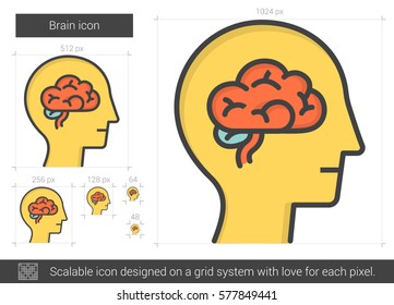 Brain vector line icon isolated on white background. Brain line icon for infographic, website or app. Scalable icon designed on a grid system.