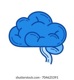 Brain vector line icon isolated on white background. Brain line icon for infographic, website or app. Blue icon designed on a grid system.