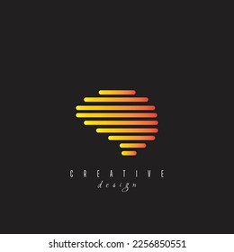 Símbolo del color del cerebro del logotipo en un fondo oscuro