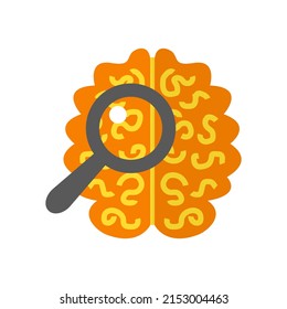 brain vector with magnifying glass concept	
