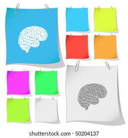 Brain. Vector note papers.