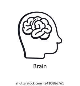 Brain vector outline doodle Design illustration. Symbol on White background EPS 10 File