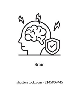 Brain vector Outline Icon Design illustration. Medical And Lab Equipment Symbol on White background EPS 10 File