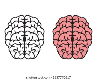 Brain vector set art illustration, Isolated on white background