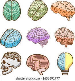 Brain vector set collection graphic clipart design