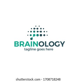 Brain Vector Web Logo. Smart App Dot Style Logotype. Connect Bubble Brain Logo