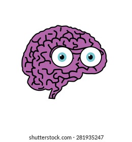 brain violet cartoon vector illustration