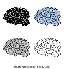 Brain in the virtual reality icon in cartoon style isolated on white background. Virtual reality symbol stock vector illustration.