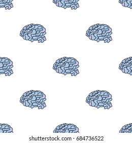 Brain in the virtual reality icon in cartoon style isolated on white background. Virtual reality symbol stock vector illustration.