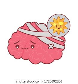 brain and virus cartoon flat style icon design of Medical care health and emergency theme Vector illustration