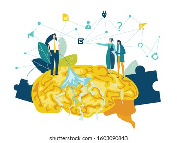 Brain wash. Brain storming, creative people working together for new business concept