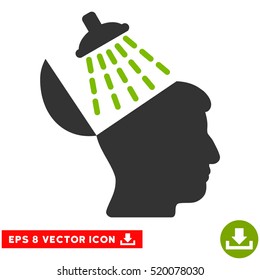 Brain Washing EPS vector pictogram. Illustration style is flat iconic bicolor eco green and gray symbol on white background.