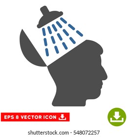 Brain Washing EPS vector pictograph. Illustration style is flat iconic bicolor cobalt and gray symbol on white background.