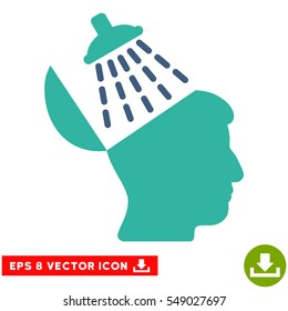 Brain Washing EPS vector pictograph. Illustration style is flat iconic bicolor cobalt and cyan symbol on white background.