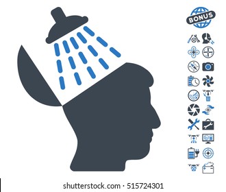 Brain Washing icon with bonus quadrocopter tools icon set. Vector illustration style is flat iconic symbols on white background.