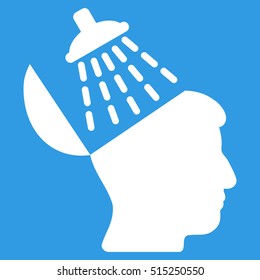 Brain Washing vector icon. Style is flat graphic symbol, white color, blue background.