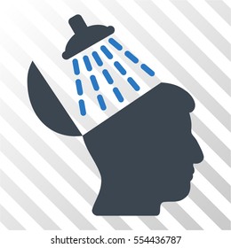 Brain Washing vector pictogram. Illustration style is flat iconic bicolor smooth blue symbol on a hatch transparent background.