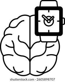 A brain with a watch on it