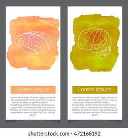 Brain Watercolor card template