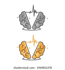 Brain wave icon. Flat style. Isolated on while background. 