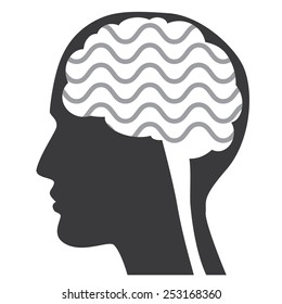 Brain waves abstract illustration with face profile.
