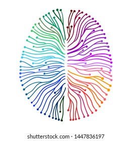 Brain Waves Or Currents - Neuroscience - Hand Drawn Symbolic Illustration