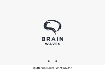 brain with waves logo design vector silhouette illustration