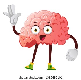 Brain is waving, illustration, vector on white background.