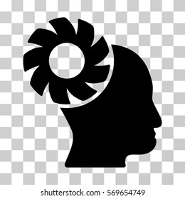 Brain Wheel icon. Vector illustration style is flat iconic symbol, black color, transparent background. Designed for web and software interfaces.