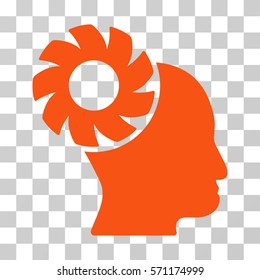 Brain Wheel icon. Vector illustration style is flat iconic symbol, orange color, transparent background. Designed for web and software interfaces.