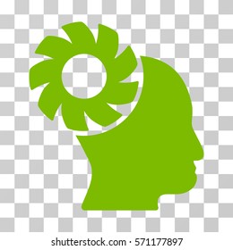 Brain Wheel icon. Vector illustration style is flat iconic symbol, eco green color, transparent background. Designed for web and software interfaces.