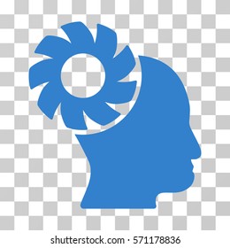 Brain Wheel icon. Vector illustration style is flat iconic symbol, cobalt color, transparent background. Designed for web and software interfaces.