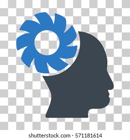 Brain Wheel icon. Vector illustration style is flat iconic bicolor symbol, smooth blue colors, transparent background. Designed for web and software interfaces.