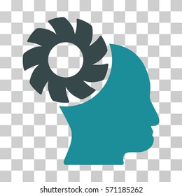 Brain Wheel icon. Vector illustration style is flat iconic bicolor symbol, soft blue colors, transparent background. Designed for web and software interfaces.