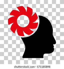 Brain Wheel icon. Vector illustration style is flat iconic bicolor symbol, intensive red and black colors, transparent background. Designed for web and software interfaces.