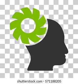 Brain Wheel icon. Vector illustration style is flat iconic bicolor symbol, eco green and gray colors, transparent background. Designed for web and software interfaces.