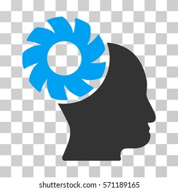 Brain Wheel icon. Vector illustration style is flat iconic bicolor symbol, blue and gray colors, transparent background. Designed for web and software interfaces.