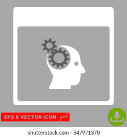 Brain Wheels Calendar Page icon. Vector EPS illustration style is flat iconic bicolor symbol, dark gray and white colors.