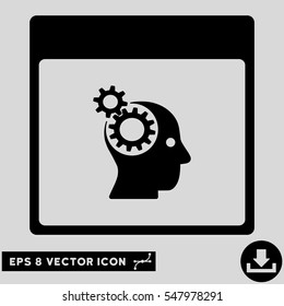 Brain Wheels Calendar Page icon. Vector EPS illustration style is flat iconic symbol, black color.