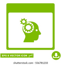 Brain Wheels Calendar Page icon. Vector EPS illustration style is flat iconic symbol, eco green color.