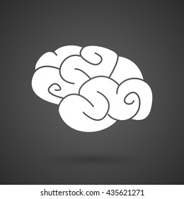   a brain  white icon on a dark  background vector illustration