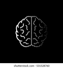 Brain - white vector icon;  halftone illustration