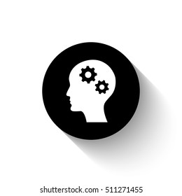 Brain - white vector icon  with shadow
